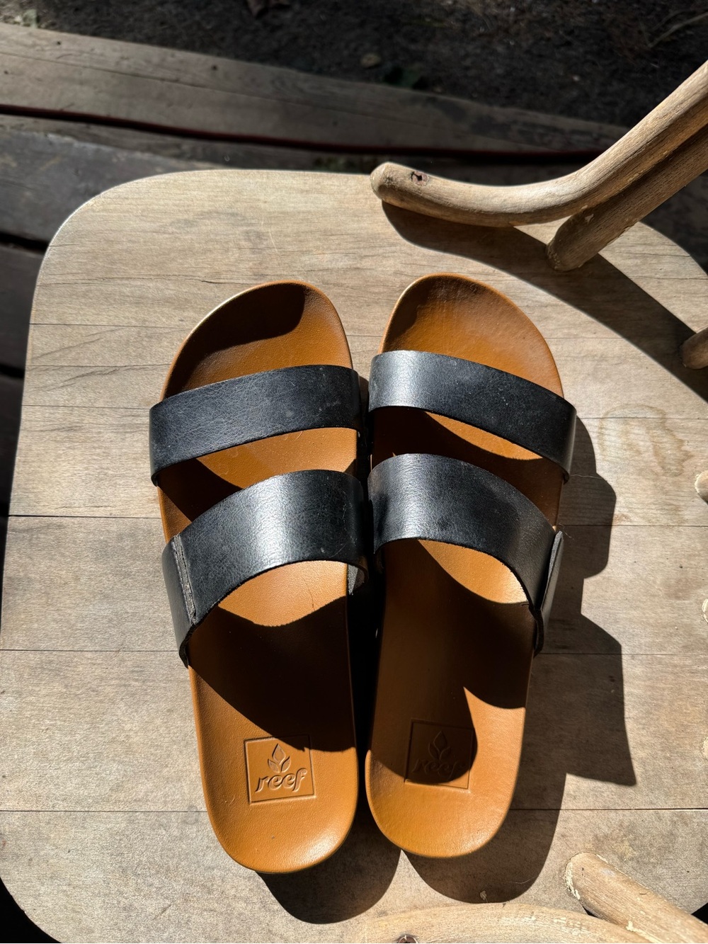 Reef Women’s Black Double-Strap Slide Sandals